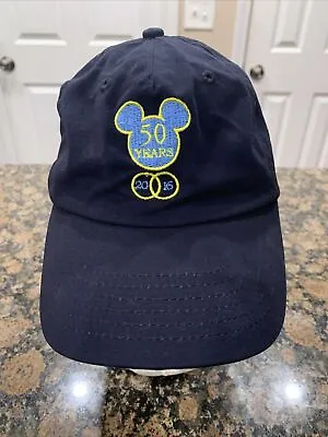 Disney Mickey Mouse Dad Hat Cap Navy Blue Baseball Adjustable 2016 50 Years Ears • $18.98