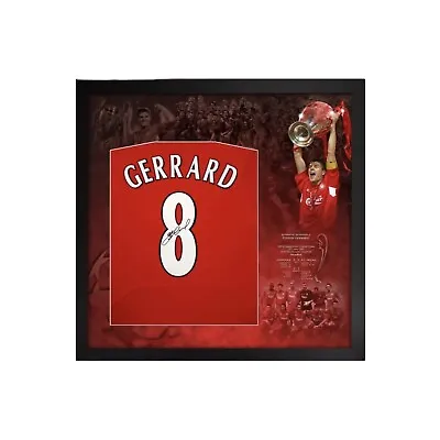 £275 • Buy Steven Gerrard Signed 2005 Champions League Liverpool Shirt In A Frame £275