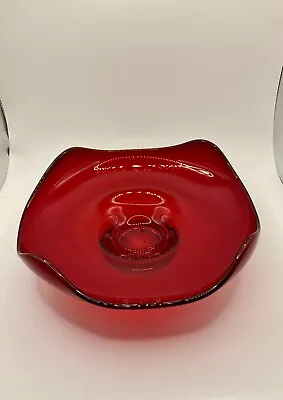 Vintage Viking Glass Ruby Red 4 Points High-End  Bowl/Dish MCM (1960s) • $16