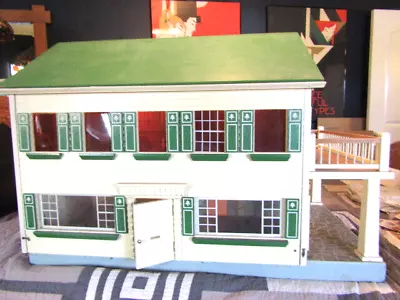 Vintage FAO Schwarz Wood Dollhouse C 1960 7-Rooms 1  Scale BIG • $550