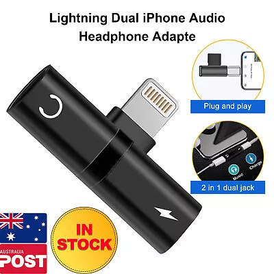 Dual Lightning Charging Adapter/Splitter + Headphone Jack For IPhone 7-15 ProMax • $6.99