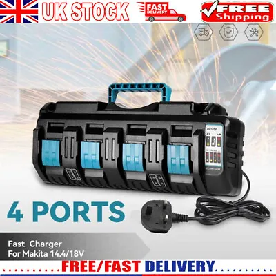 4-Port Dual High FAST 14.4V-18V Battery Charger For Makita DC18SF RCT LXT Li-ion • £63.59