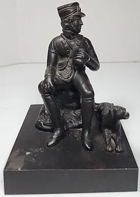 Iron Metal Sculpture Military French Infantry Soldier And Dog Companion K9 War  • $50