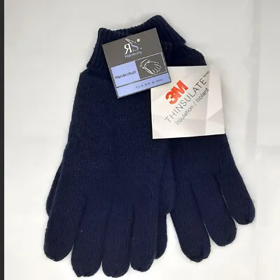 Men's Finger Knitted Gloves Thinsulate 50% Wool Black Blue Grey S - XL • $17.55