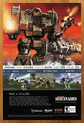 2002 MechWarrior 4: Mercenaries PC Print Ad/Poster Official Video Game Promo Art • $14.99