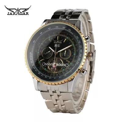 JARAGAR Men's Automatic Watch Mechanical Tourbillon Skeleton Steel Wrist Watches • £44.39