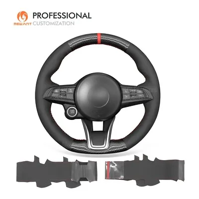 MEWANT Suede Carbon Fiber Steering Wheel Cover For Alfa Romeo Giulia 2020-2022 • $87.89