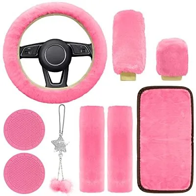 9 Pieces Fluffy Car Accessories Set Fluffy Steering Wheel Covers For Women So... • $20.04