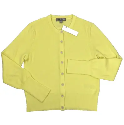 J. Crew Jackie Cardigan Sweater Sz Small Yellow Lyocell Silk Blend Ribbed - Flaw • $34.91