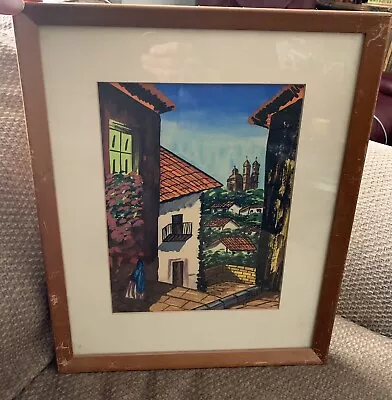 Vintage Mid Century Gouache Watercolor Signed By G Rosales Mexican Village • $80