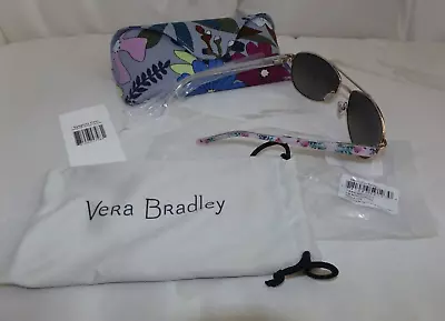 VERA BRADLEY Sunglasses Kim Aviators - Happiness Returns Pink Polarized & Case • $59.95