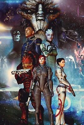 Mass Effect Metal Poster Shepard Ashley Wrex Liara T'Soni 7x11 12x18 #1 • $30