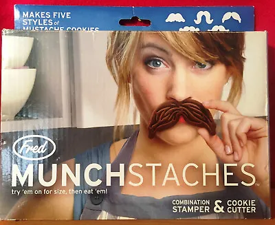 Fred MunchStaches Combination Cookie Stamper & Cutter 5 Mustache Styles • $10.99