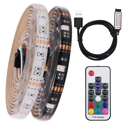 TV Backlight LED Strip Lights USB RGB 5050 30LED Cabinet Lighting Remote Control • £4.07