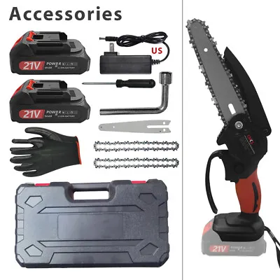 6  Electric Mini Chainsaw 21V Handheld Cordless Wood Cutter W/ 2 Battery 2 Chain • $39.63