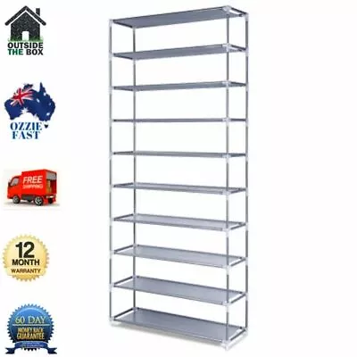 $37.41 • Buy 10 Tier Stackable Shoe Rack Organizer Metal Shoes Storage Stand Saving Pairs NEW
