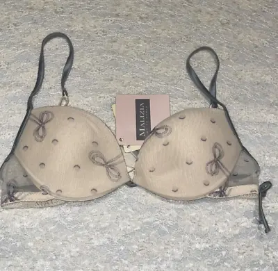 La Perla Malizia Pierrot Collection 32B Push Up Bra Cream Ribbon Pattern • $69.99