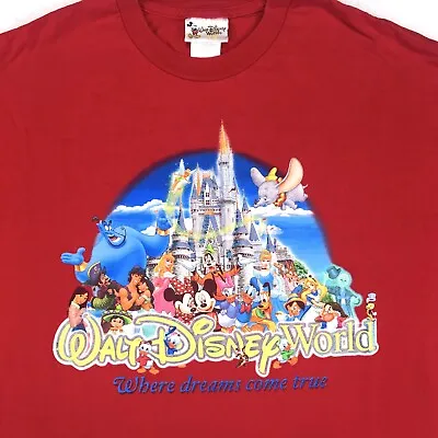 Vintage WALT DISNEY WORLD T-Shirt XL Cartoon Mickey Mouse Aladdin Mulan Movie • $25.49