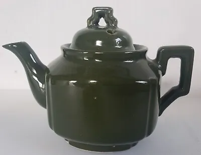 Vintage Japan Individual Miniature Teapot Mid Century Green Ceramic 4.5  Tall • $8