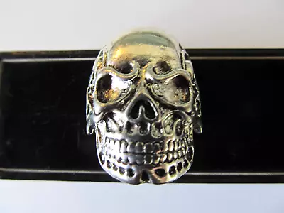 New Silver Plated Hand Made Chinese Skeleton Skull Designed Band Ring (size 9) • $7.99