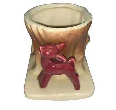 Vintage Morton Pottery Dark Red Deer Tree Stump Planter • $14.99