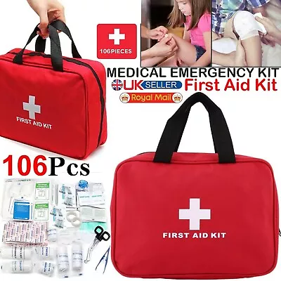 106 Piece First Aid Kit Bag Medical Emergency Kit-travel Home Car Taxi Workplace • £10.95