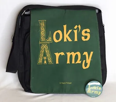 Loki's Army Loki Laufeyson Messenger Book Bag Purse Marvel + Button Green Yellow • $22