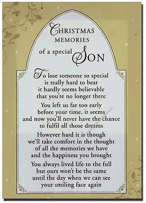 Grave Card / Christmas - Son  With FREE Holder-CMX07 Memorials Funerals Memoriam • £1.85