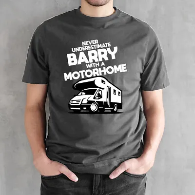 Never Underestimate NAME With A Motorhome T Shirt Fathers Day Caravan Gift Top • £13.99