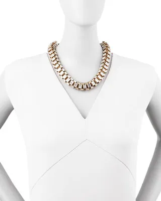 Lee Angel Neiman Marcus Yellow Gold-Plated Clear Crystal Baguette Necklace 495 • $27.50