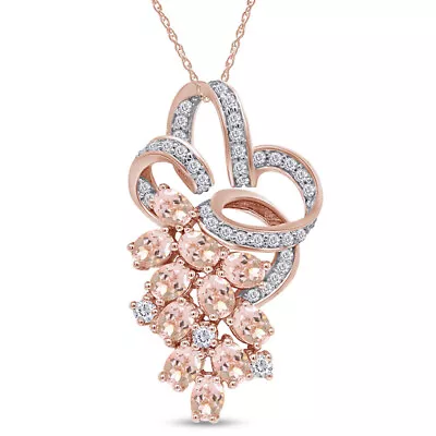 1.50ct Oval Morganite 18K Rose Gold Plated Sterling Silver Slide With Chain • $326.45