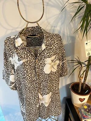 All Saints Men's M Kuhi SS Shirt Leopard Print & Floral Viscose Hawaiian VGC • £29.99