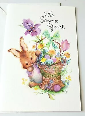 Greeting Card Easter Mary Hamilton Bunny Basket Easter Eggs Flowers  • $10.25