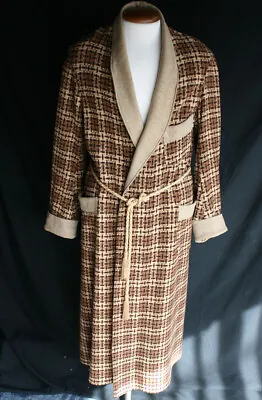 Vintage Men’s Wool Check Robe Dressing Gown • $224.99