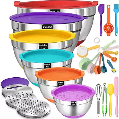 26Pcs Mixing Bowls With Airtight Lids Stainless Steel Bowls Set Colorful • $59.99