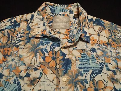Margaritaville Mens XL Shirt S/S Button-Front Multicolor Floral Hawaiian Silk • $17.50