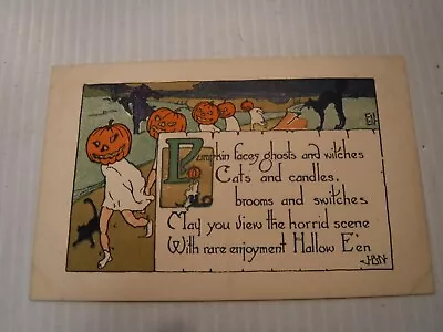 Rare Rust Craft Halloween Postcard Sepia Tinted Divided Posted Jol Parade Cat • $73