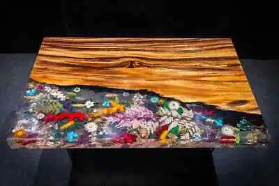 Tuzech Epoxy Dinning Table Customized Floral Resin Coffee Table Side/End Table • $3309