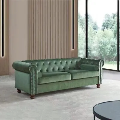 Classic Contemporary Green Velvet Tufted Sofa Modern Living Room Furniture • $650.17