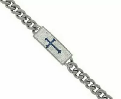 Men's Stainless Steel ID Cross Bracelet  8.5 Inches Long  • $23.21