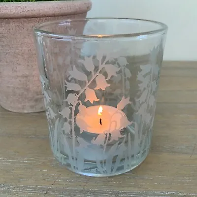 Etched Bluebell Clear Glass Tea Light Candle Holder Gisela Graham Mothers Day  • £9.99