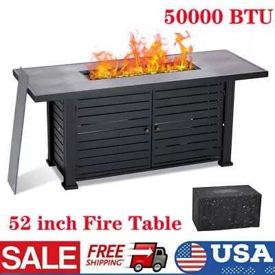 52'' Propane Fire Pit Table 50000 BTU Firepit Table W/ Cover For Outdoor Garden • $287.95