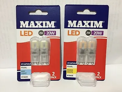 G9 Maxim 2w=20w Warm White Day Light Led Capsule 200 Lm 25000hrs A+ 2 Bulbs. • £5.49