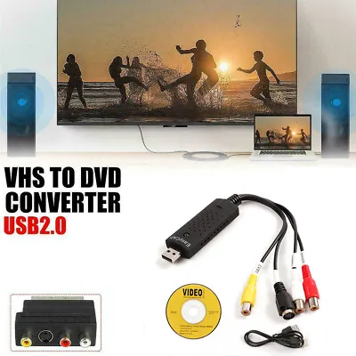 USB 2.0 Audio TV Video VHS To PC DVD VCR Converter Easy Capture Card Adapter • £6.76