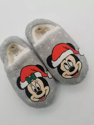 New Disney Mickey And Minnie Mouse Christmas Slippers Size UK 10 11 Kids • £9.99