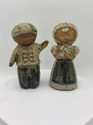 Vintage Viking Boy Girl Salt & Pepper Shakers 1960's Art Pottery Made In Japan • $23.96