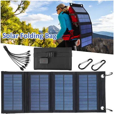100W USB Solar Panel Folding Outdoor Power Bank Camping Hiking Phone Charger L7◅ • £16.61