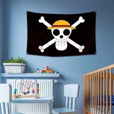 One Piece Luffy Straw Hat Pirates Flag 2x3 Ft Bedroom Living Room Wall Decorate • $12.99