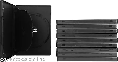 (10) Black Triple 3 DVD 3DVD Disc Cases Boxes SLIM 14mm Hinged Tray #DV3R14BKWT • $27.99