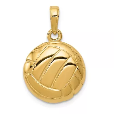 14k Yellow Gold Polished Open-Backed Volleyball Pendant For Womens 1.97g • $300